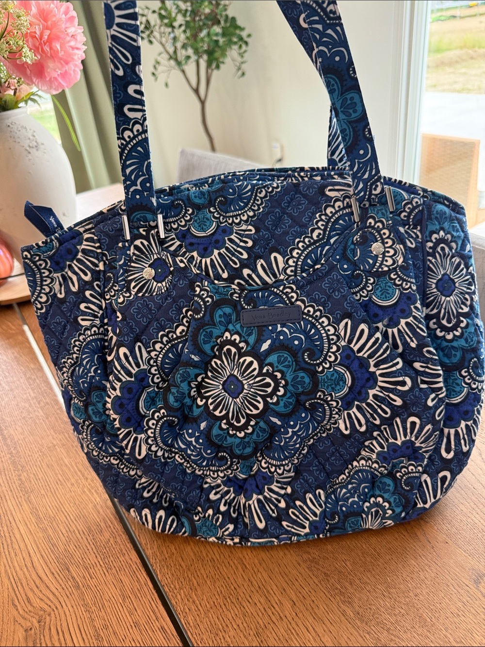 Vera Bradley Quilted Tote in Blue Tapestry Pattern